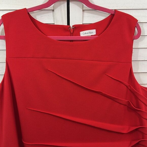 Calvin Klein Sheath Dress Size 20W Red Sunburst Sleeveless - Picture 3 of 8
